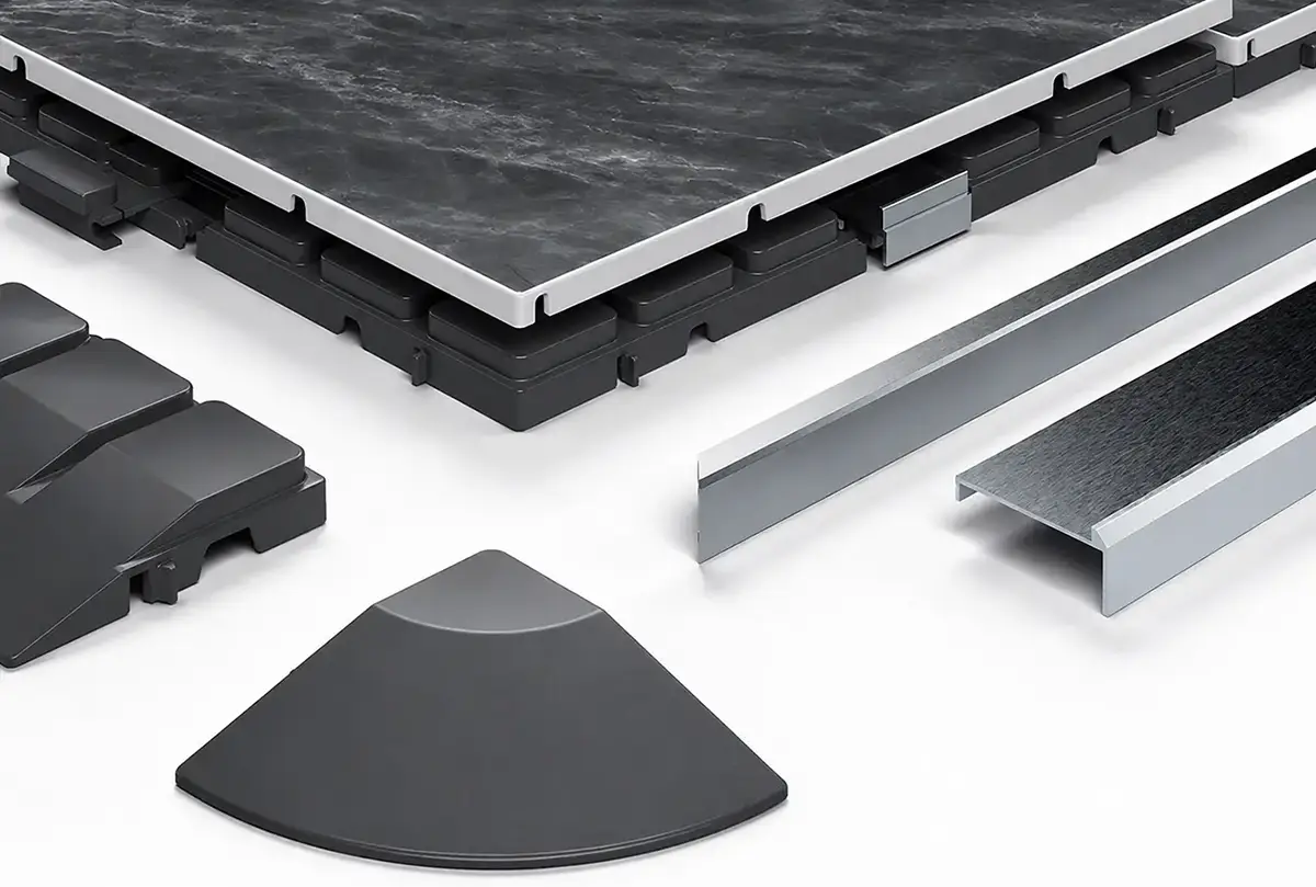 Stand-ON cover plate and interlocking floor tiles