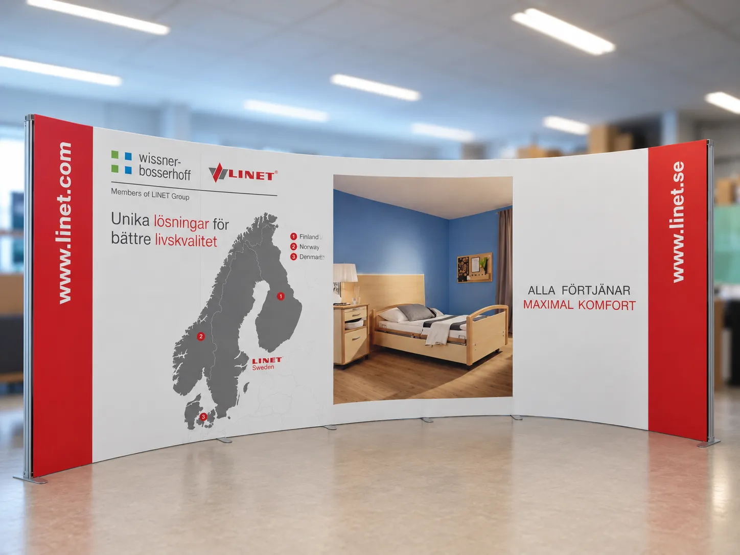 Výstavní stěna ISOframe Wave pro Linet