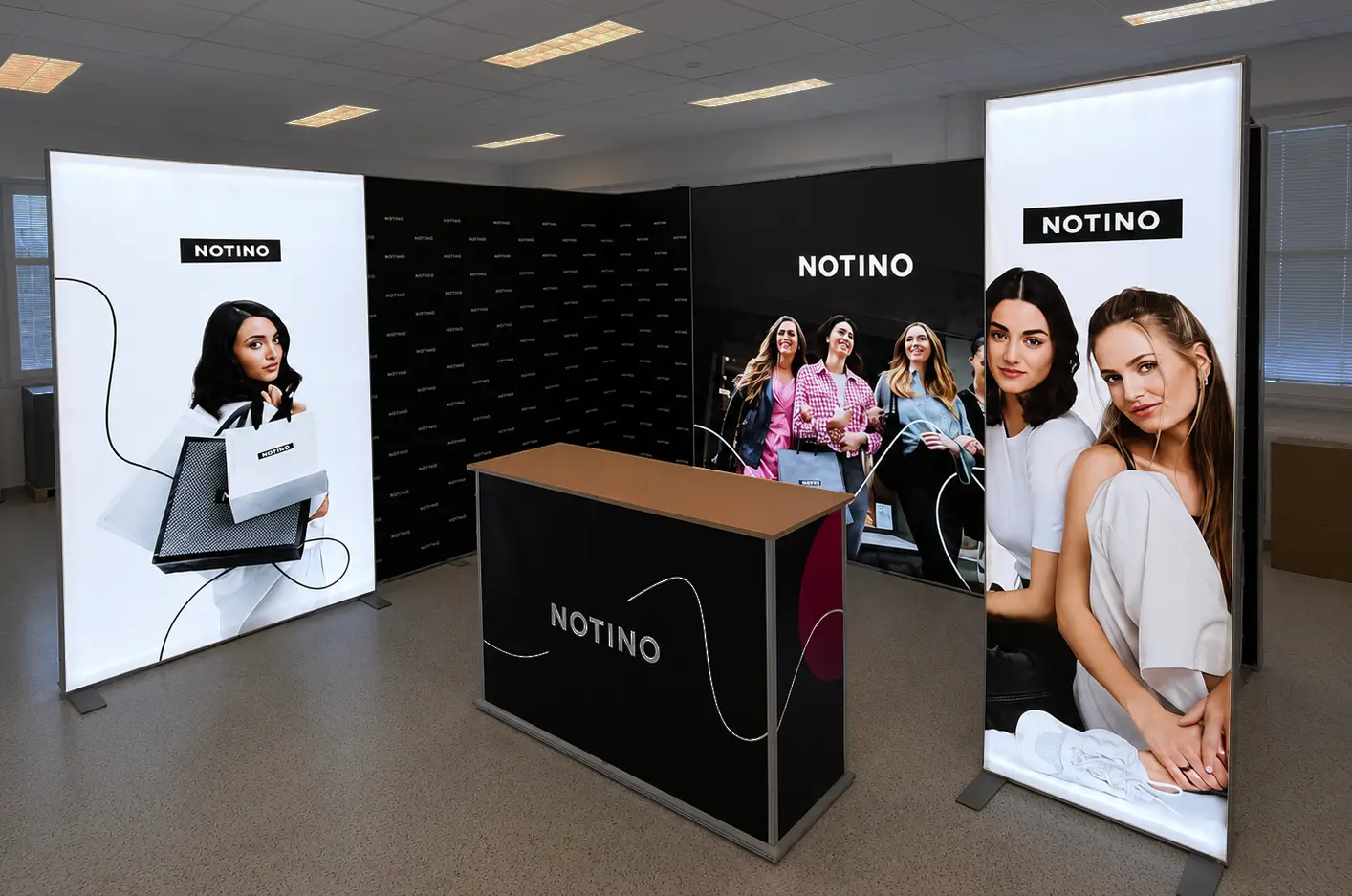 Světelná stěna ISOframe Lightbox, ISObar pult a ISOframe Wave pro Diana