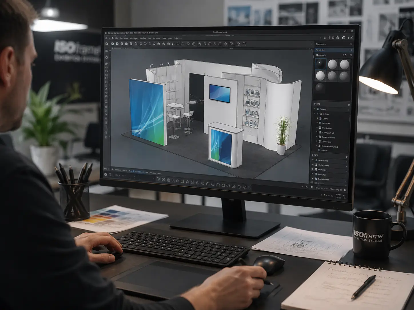 3D visual of an ISOframe exhibition stand